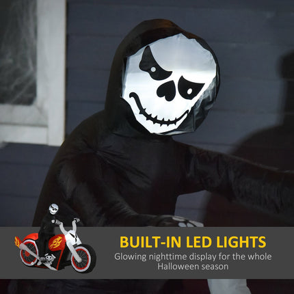 Halloween Inflatable Grim Reaper on Motorcycle with LED Lights