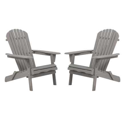 Folding Adirondack Chairs Set of 2 - Hemlock Wood Outdoor Seating