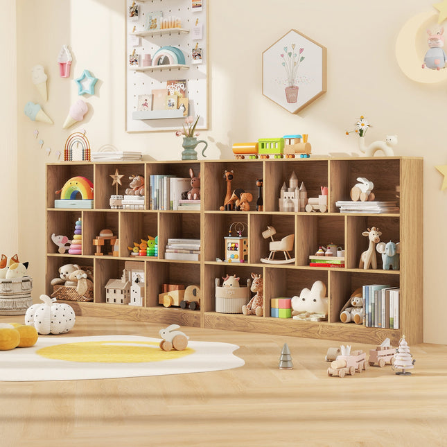 41 inches Wooden Toy Storage Organizer with 10 Cubes for Classroom Daycare Nursery Kindergarten