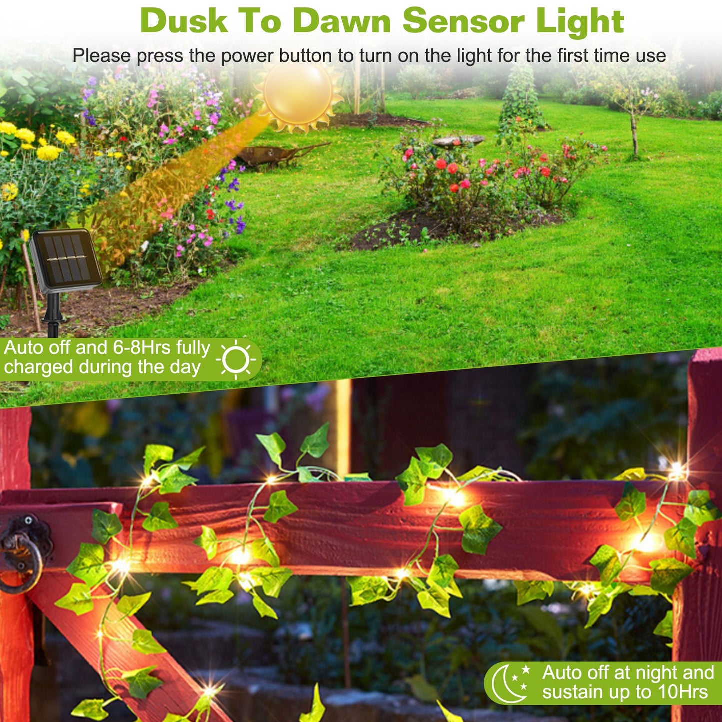 Artificial Ivy Solar Powered String Lights 72Pcs Leaves 20Pcs LED Beads Fake Leaf Fairy Lamps IP65 Waterproof DIY Decorative Night Light For Wedding K