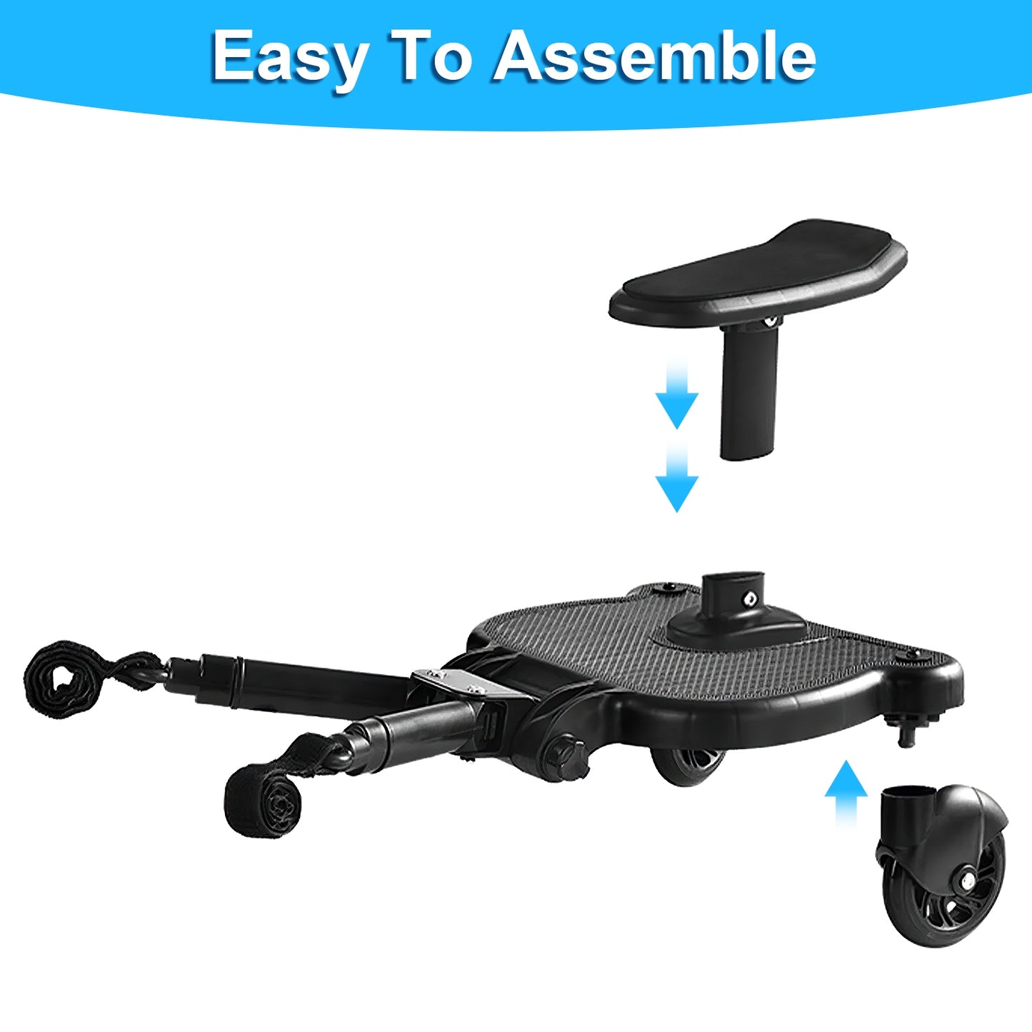 2 In 1 Universal Stroller Board Sit & Stand Buggy Wheeled Board Toddler Stroller Attachment with Detachable Seat for 3-7 Years Old