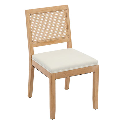 French Oval Rattan Back Dining Chairs Set of 2 - Solid Wood