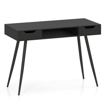 42.5" Mid Century Modern Writing Desk with Metal Leg and Drawers