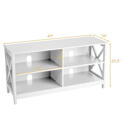 Wooden TV Stand Entertainment for TVs up to 55 Inch with X-Shaped Frame