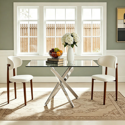 Upholstered Dining Chairs Set of 2 with Curved Back
