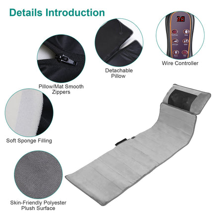 Full Body Massage Mat with Heat and Neck Pillow