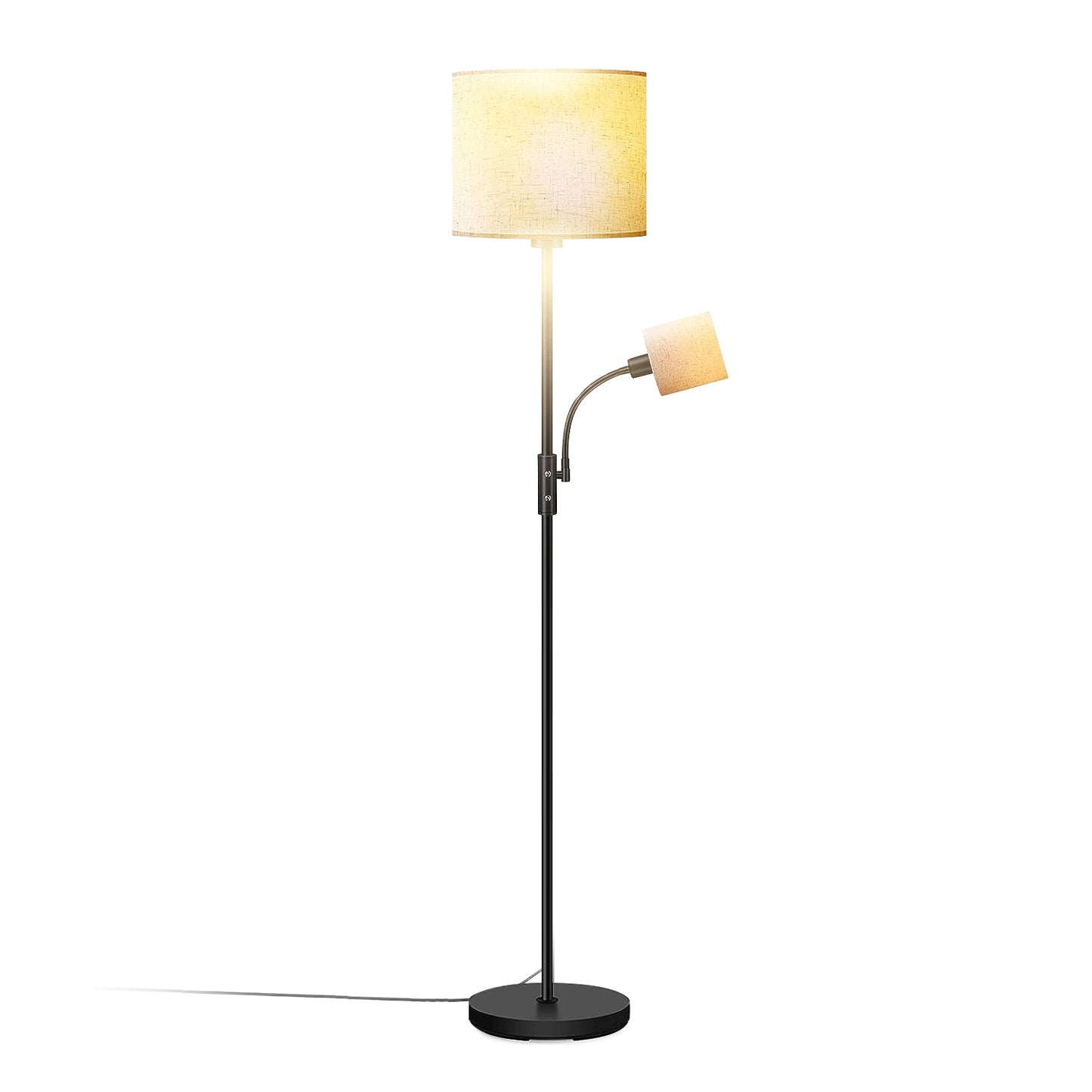 67.32In Mother Daughter Floor Lamp with Linen Shade 3200K Brightness 360¡ Adjustable Reading Light Modern Decoration Standing Lamp for Living Room Bed