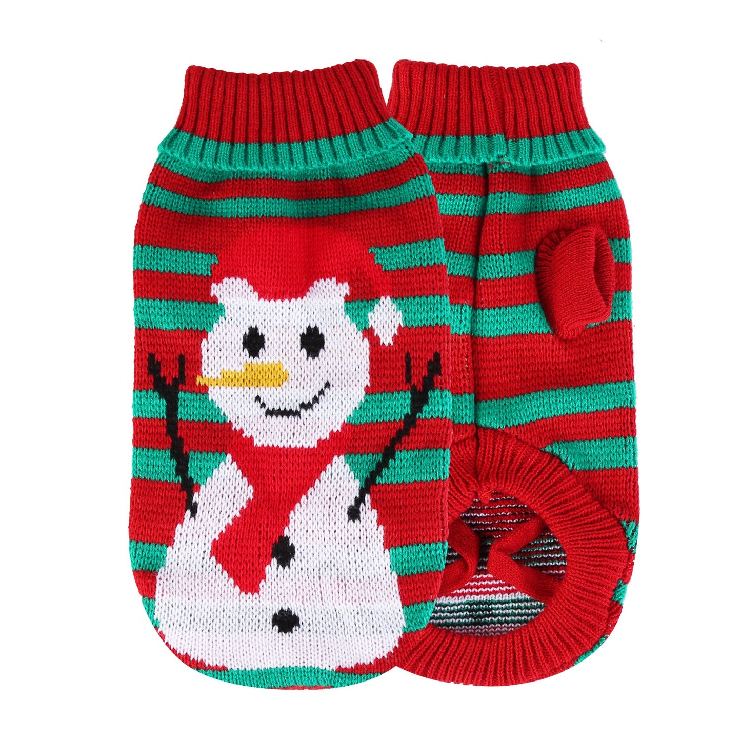 Pet Christmas Turtleneck Sweater Dog Cat Christmas Clothes Snowman Stripes Costume Winter Holiday Sweater for Small Medium Kitten Puppy Cats Dogs