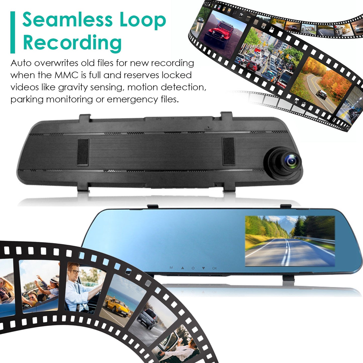 1080P Car DVR 4.3in Camera Dash Cam Camcorder Camera Recorder with 140¡ Angle Loop Recording Motion Detection Picture-in-Picture Display G-sensor