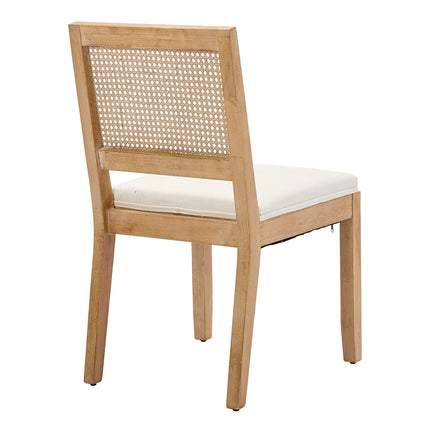 French Oval Rattan Back Dining Chairs Set of 2 - Solid Wood