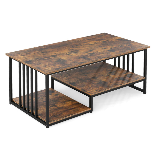 43.5" Coffee Table 2-Tier with Open Storage Shelf