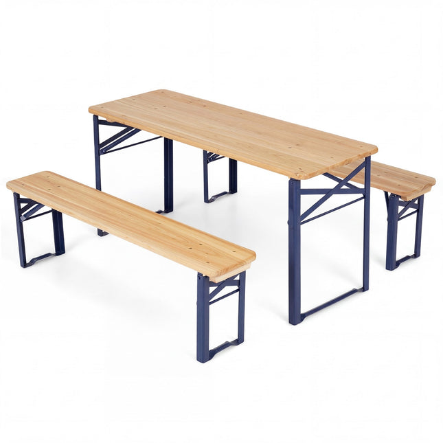 43.5 Inch Folding Kids Picnic Table & Bench Set No Assembly Wooden Toddler Table