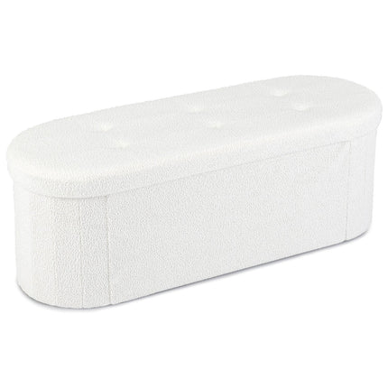 43" Folding Storage Ottoman Bench with Dividers - Teddy Fleece