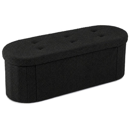 43" Folding Storage Ottoman Bench with Dividers - Teddy Fleece