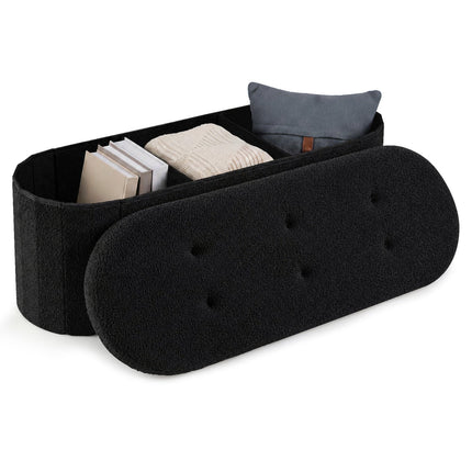 43" Folding Storage Ottoman Bench with Dividers - Teddy Fleece