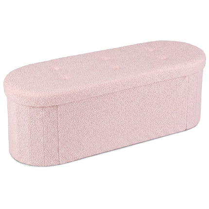 43" Folding Storage Ottoman Bench with Dividers - Teddy Fleece