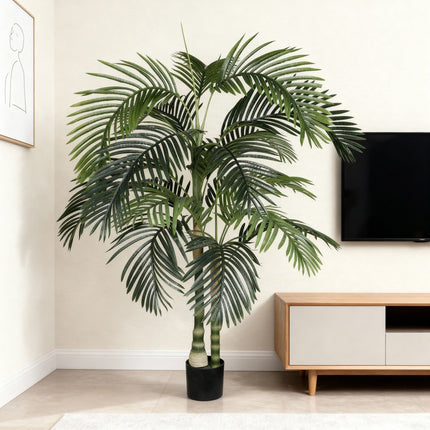 6FT Artificial Golden Cane Palm Tree with Black Pot