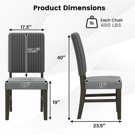 Dining Chair Set of 2 Mid-Century Modern Velvet Fabric Upholstered Chairs-Grey