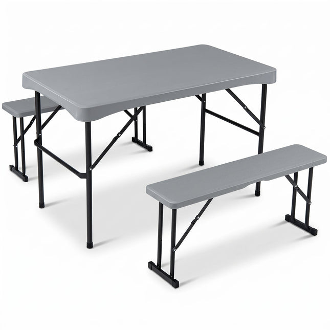 44" Folding Picnic Table Set with 2 Benches HDPE