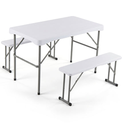 44" Folding Picnic Table Set with 2 Benches HDPE