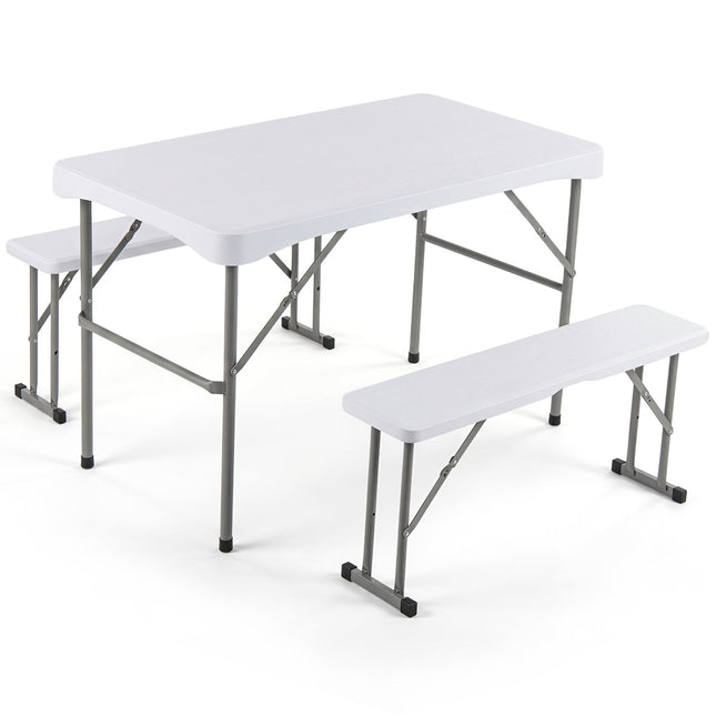 44" Folding Picnic Table Set with 2 Benches HDPE