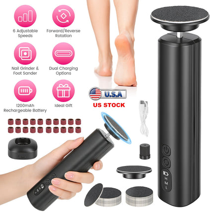Electric Foot Callus Remover & Nail Grinder with 6 Speeds