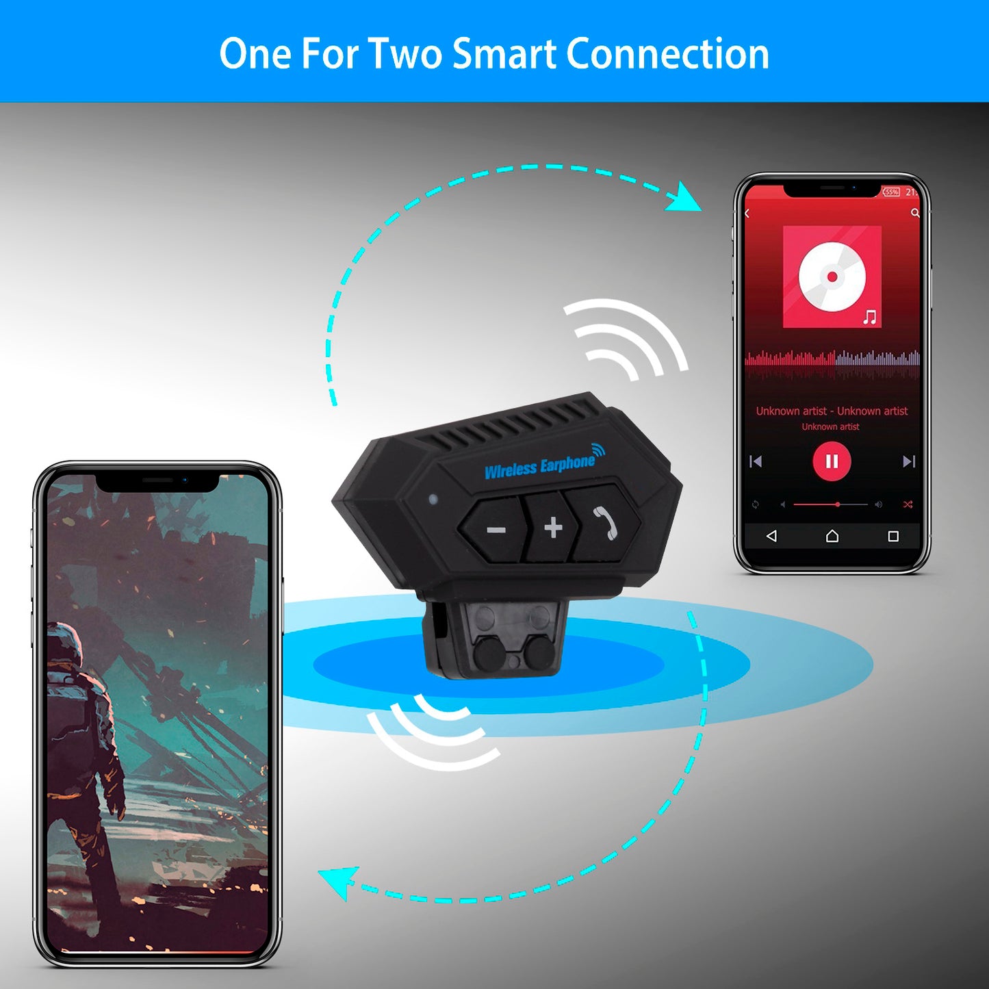 Wireless Headset Speaker Motorcycle Helmet Motorbike Headphone IP67 Waterproof