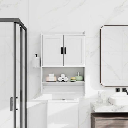 Wall Mounted Bathroom Cabinet with Towel Bar & Toilet Paper Holder