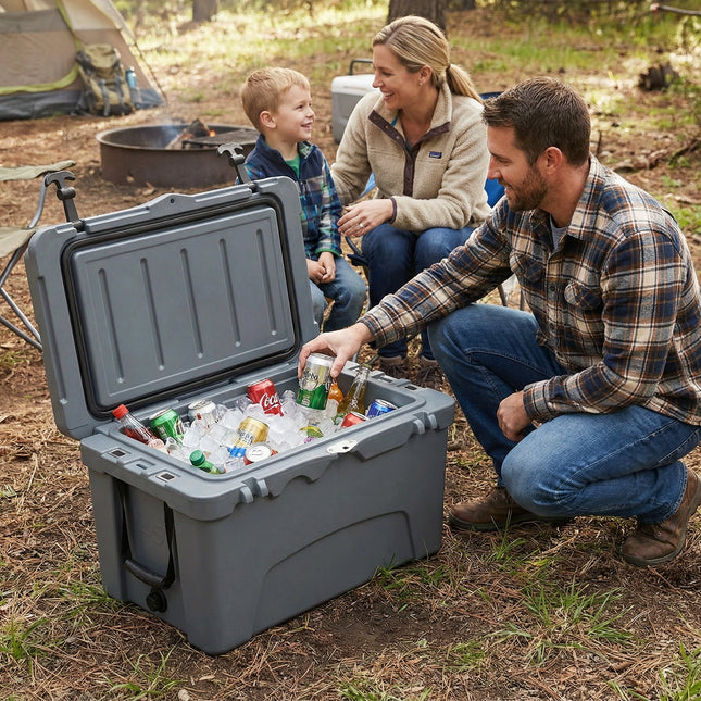45 Quart Portable Hard Cooler Insulated Ice Chest Keeps Cool for up to 6 Days