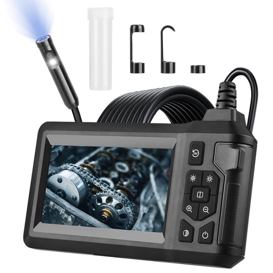 1080P Dual Lens Endoscope Camera with 8 LED Light 8mm Borescope Inspection Camera 4.3Ó Colorful Screen IP67 Waterproof 16.4FT Semi-Rigid Cord Handheld