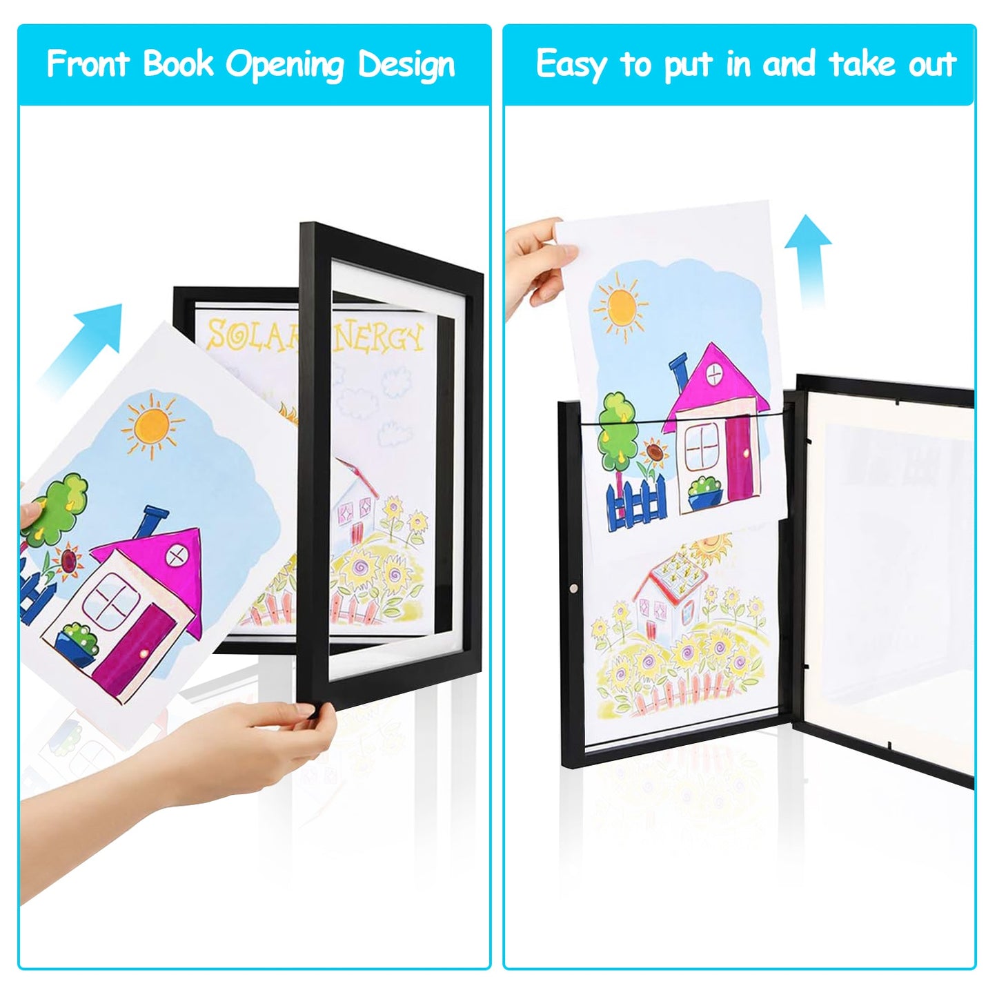 11.69x16.53in Kids Art Frame Front Opening Wooden Frame Artwork Display Storage Frame A3 Picture Frame Wall Display for Photo Art Projects Picture Chi