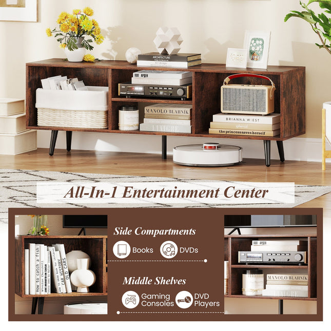 47.5 Inches TV Stand for 55-Inch TV with Compartments and Metal Legs