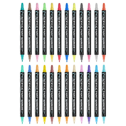 Dual Tip Acrylic Paint Markers Set - Water-Based & Quick-Dry