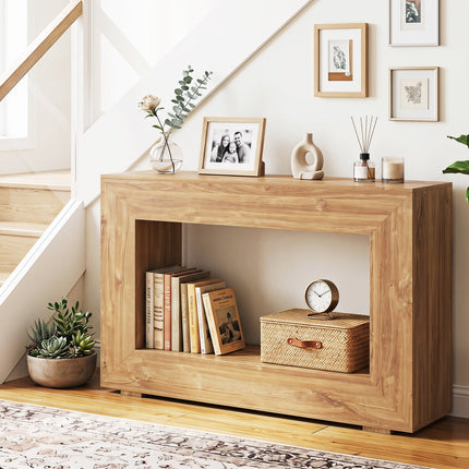 47" Farmhouse Console Table with 2-Tier Open Storage Shelf