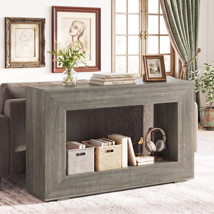 47" Farmhouse Console Table with 2-Tier Open Storage Shelf
