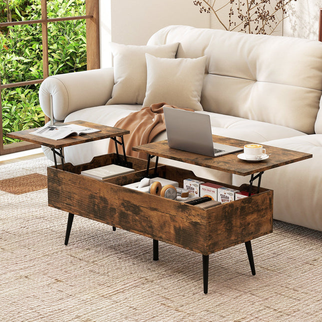 47 Inch Lift Top Coffee Table with 2 Hidden Compartments