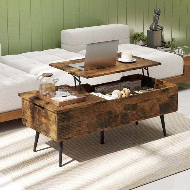 47 Inch Lift Top Coffee Table with 2 Hidden Compartments