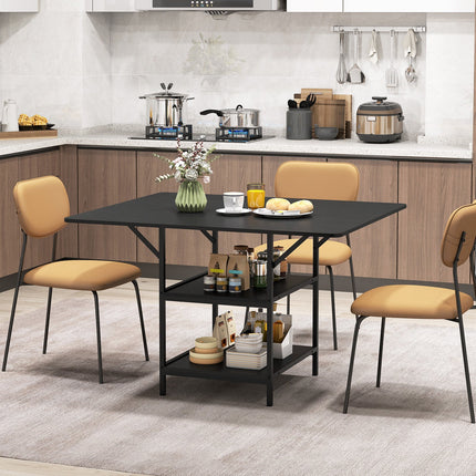 47 Inch Rectangular Dining Table with 2 Open Storage Shelves and Sturdy Metal Legs for 4-6