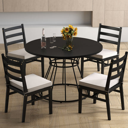47 Inches Round Dining Table for 4 Farmhouse Kitchen Table with Wooden Tabletop