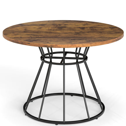 47 Inches Round Dining Table for 4 Farmhouse Kitchen Table with Wooden Tabletop