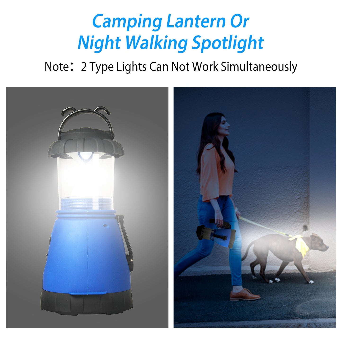 Camping Light Hand Crank Hiking Emergency Spotlight Lantern Lamps w/ Car Charger