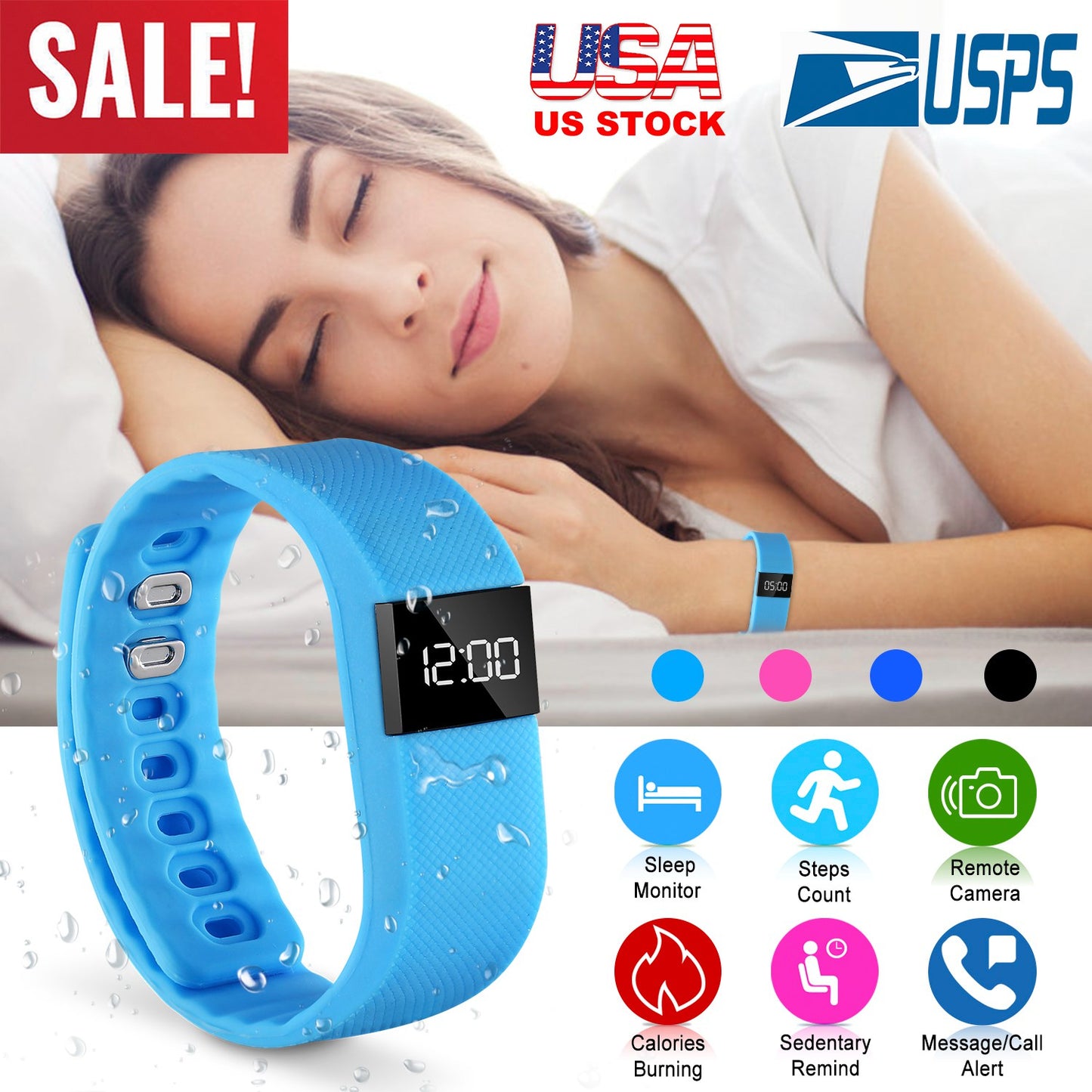 Fitness Tracker Activity Tracker Watch IP56 Waterproof Bracelet Fitness Band Sleep Monitor Pedometer Sedentary Reminder Call Message Notification