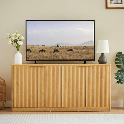 Fluted Sideboard Cabinet with 4-6 Doors and Wood-Grain Top