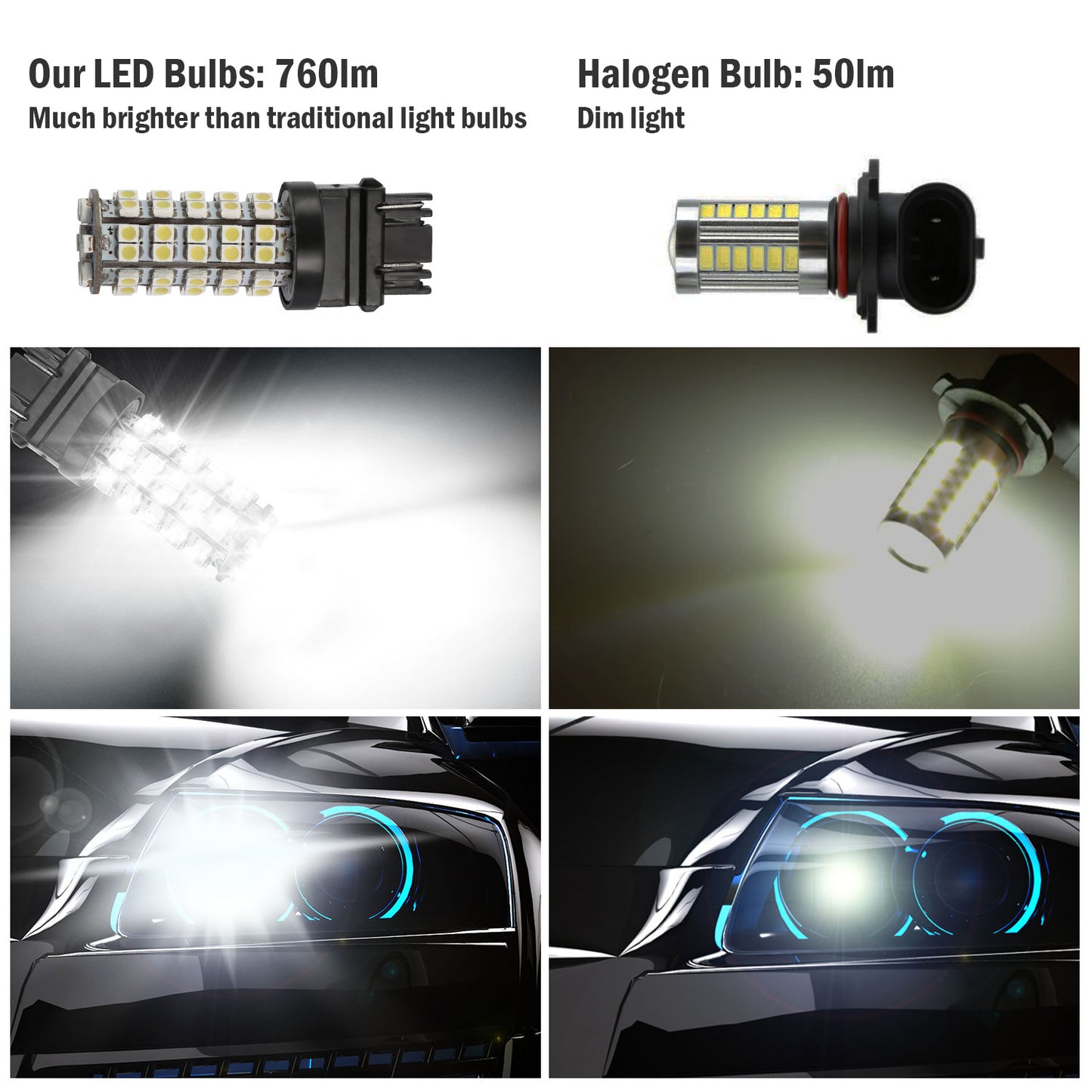 10Pcs/Kit LED Car Light Bulbs 760lm T25 3528SMD 6000K Pure White Auto Lamps Replacement for Dome Map Door Trunk Signal License Plate