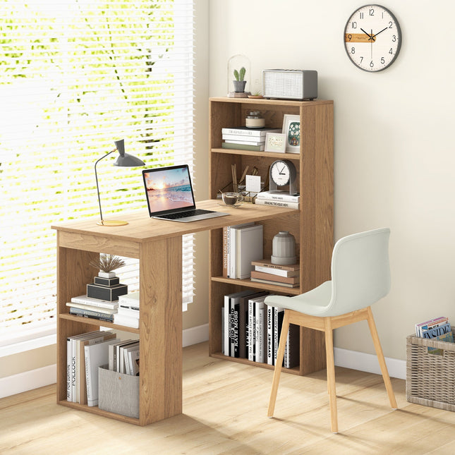 Computer Desk Writing Workstation Office with 6-Tier Storage Shelves