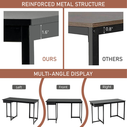 48 Inch Computer Desk with Metal Frame and Adjustable Pads