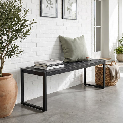 48" Outdoor Bench with Wood-Plastic Composite Seat - Black