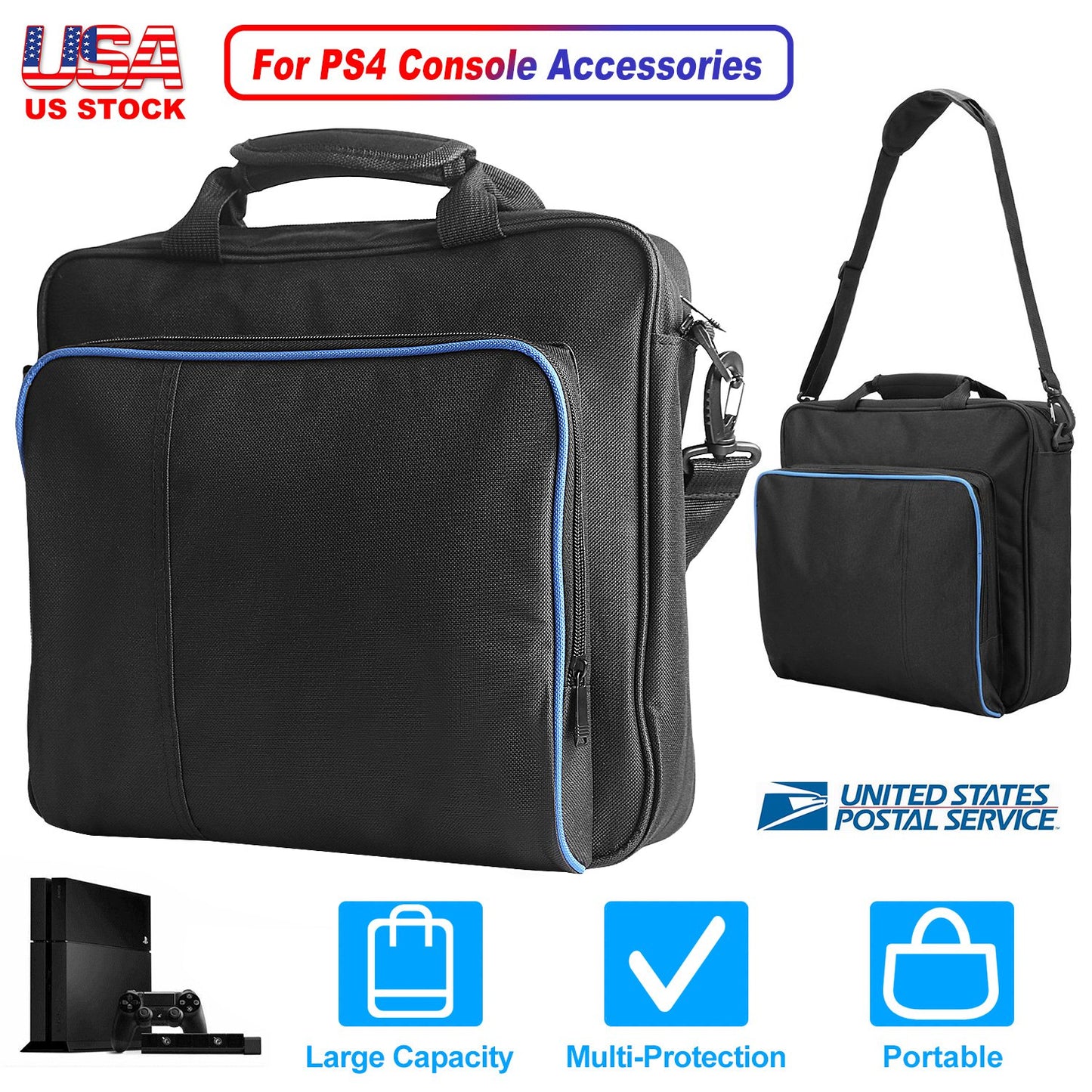Travel Carry Case For PlayStation4 PS4 Console Accessories Handbag w/Shoulder Strap