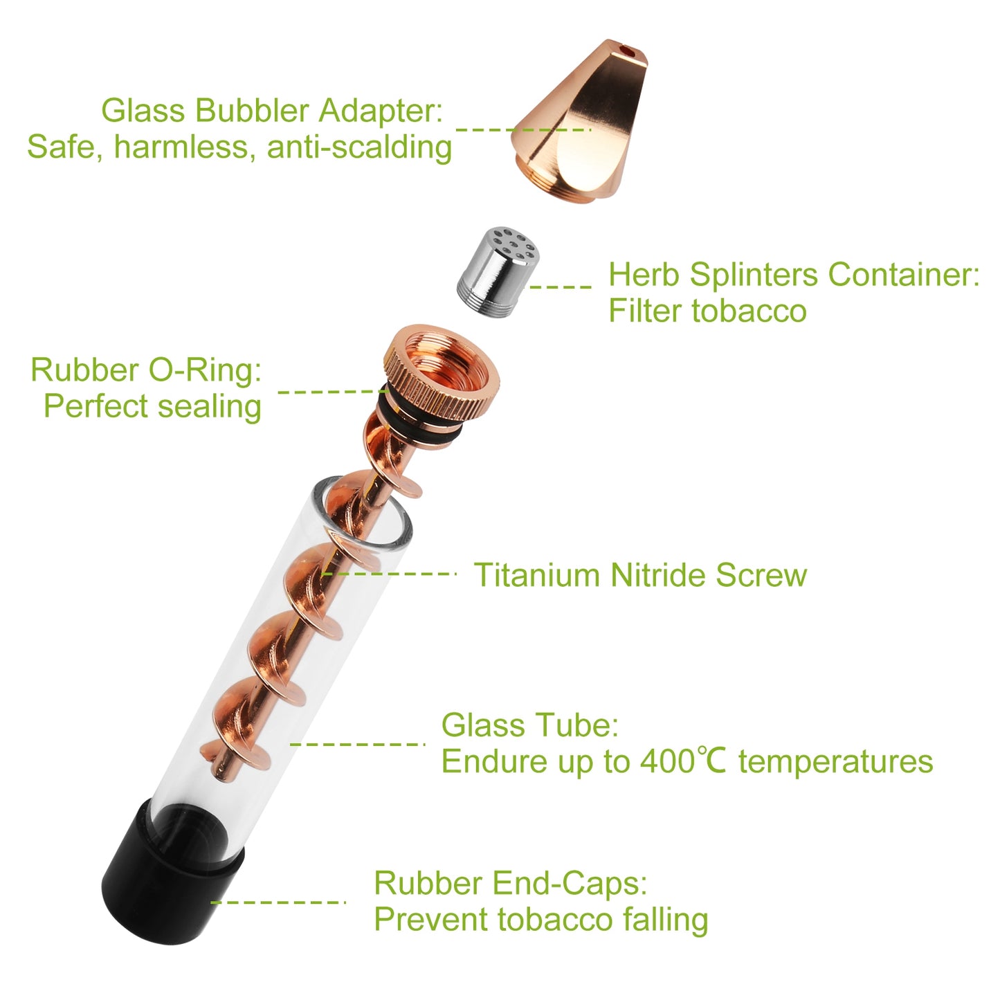 7-in-1 Glass Twisty Blunt Kit – Grinder, Metal Tip & Brush