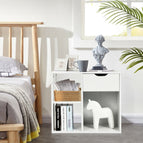 Tier Side Table With Storage Shelf And Drawer Space